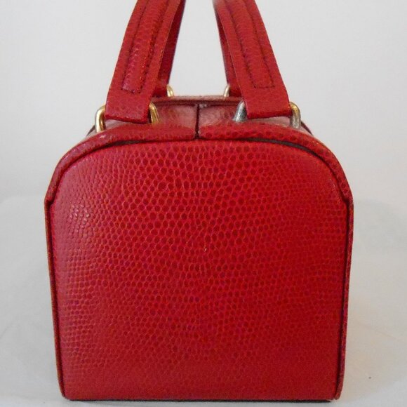 VTG Red Pebbled Leather Double Handled Jewelry Case-Divided Sections Mirror-Nice - Picture 3 of 10